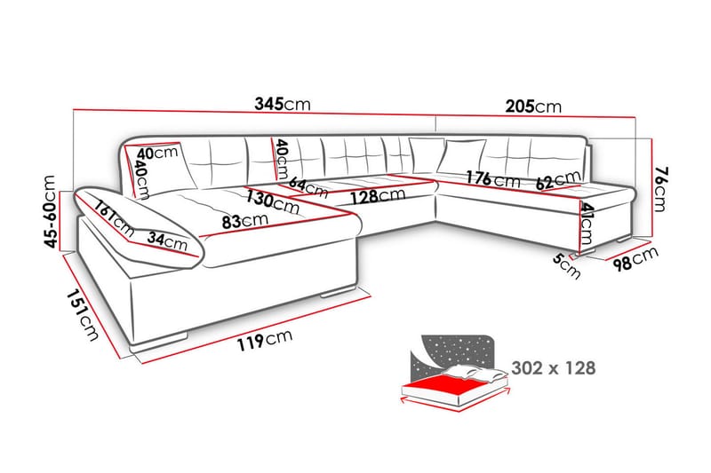 Jampra 8-sits Bäddsoffa Universal - Vit/Grå - Möbler - Soffa - Bäddsoffa - Bäddsoffa divan
