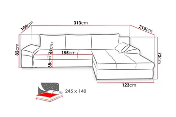 Julissa Divanbäddsoffa 313x215x82 cm - Möbler - Soffa - Bäddsoffa - Bäddsoffa divan
