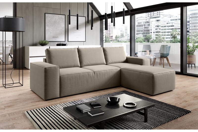 Kamli Bäddsoffa m. Divan med Förvaring - Beige - Möbler - Soffa - Bäddsoffa - Bäddsoffa divan