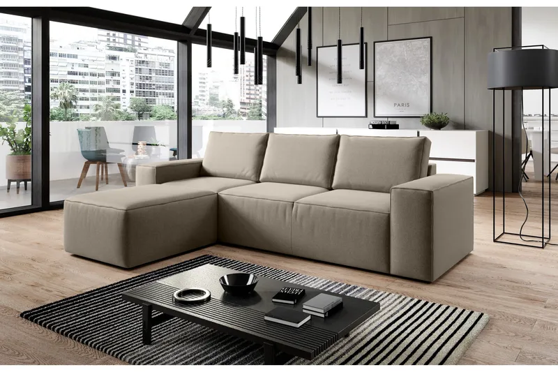 Kamli Bäddsoffa m. Divan med Förvaring - Beige - Möbler - Soffa - Bäddsoffa - Bäddsoffa divan