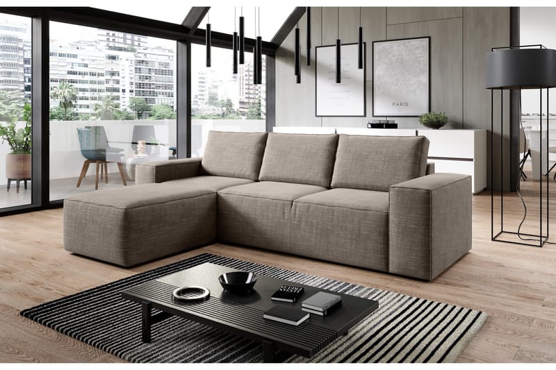 Kamli Bäddsoffa m. Divan med Förvaring - Beige - Möbler - Soffa - Bäddsoffa - Bäddsoffa divan