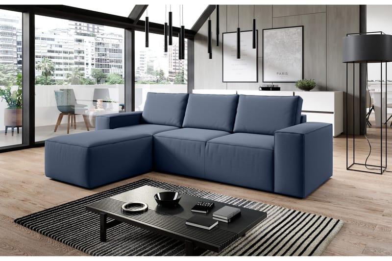 Kamli Bäddsoffa m. Divan med Förvaring - Blå - Möbler - Soffa - Bäddsoffa - Bäddsoffa divan