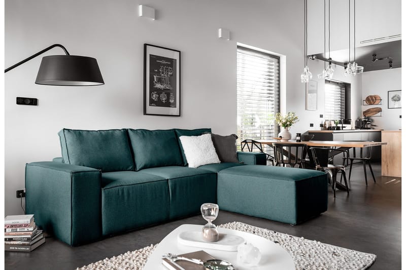 Kamli Bäddsoffa m. Divan med Förvaring - Blå - Möbler - Soffa - Bäddsoffa - Bäddsoffa divan