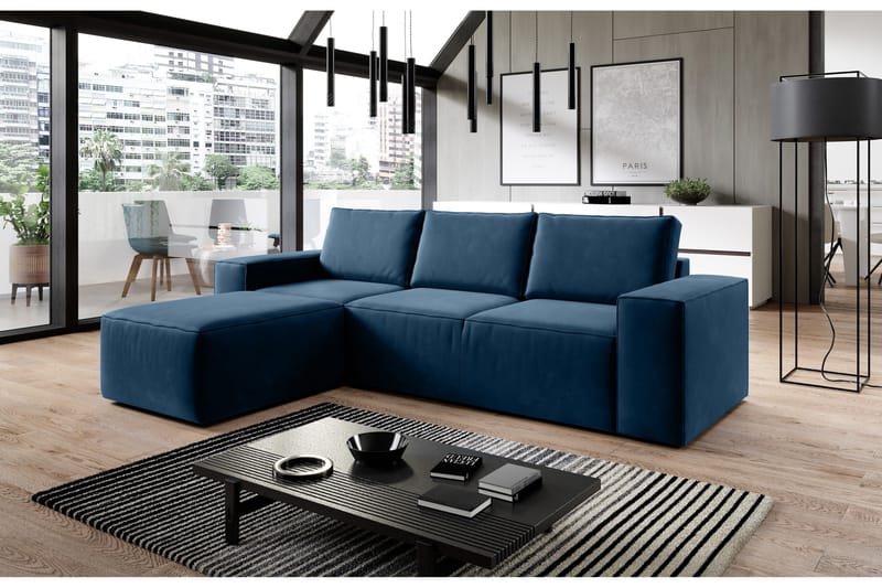 Kamli Bäddsoffa m. Divan med Förvaring - Blå - Möbler - Soffa - Bäddsoffa - Bäddsoffa divan