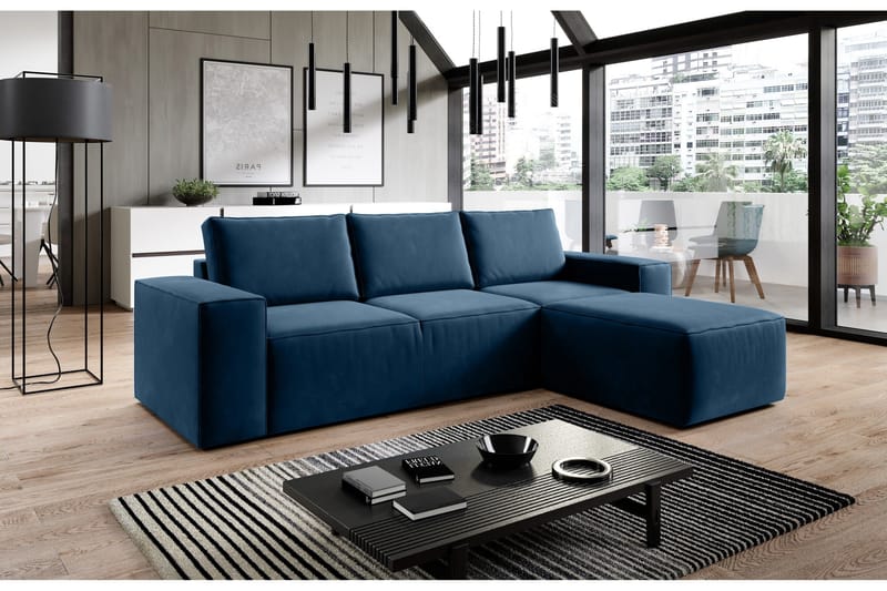 Kamli Bäddsoffa m. Divan med Förvaring - Blå - Möbler - Soffa - Bäddsoffa - Bäddsoffa divan