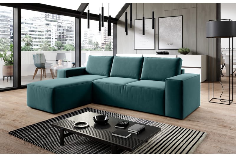 Kamli Bäddsoffa m. Divan med Förvaring - Blå - Möbler - Soffa - Bäddsoffa - Bäddsoffa divan