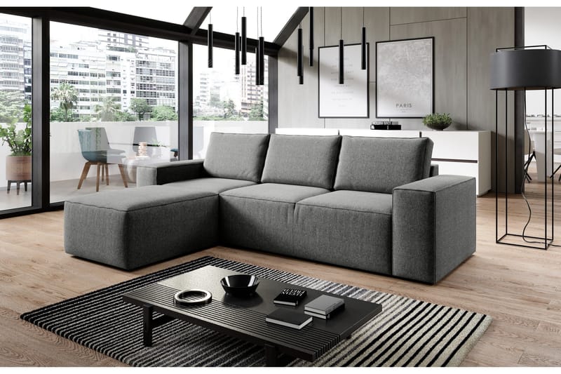 Kamli Bäddsoffa m. Divan med Förvaring - Grå - Möbler - Soffa - Bäddsoffa - Bäddsoffa divan