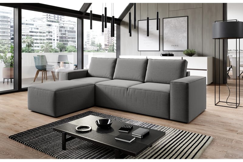 Kamli Bäddsoffa m. Divan med Förvaring - Grå - Möbler - Soffa - Bäddsoffa - Bäddsoffa divan