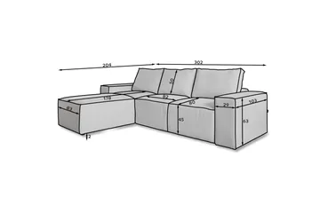 Kamli Bäddsoffa m. Divan med Förvaring - Grå - Möbler - Soffa - Bäddsoffa - Bäddsoffa divan