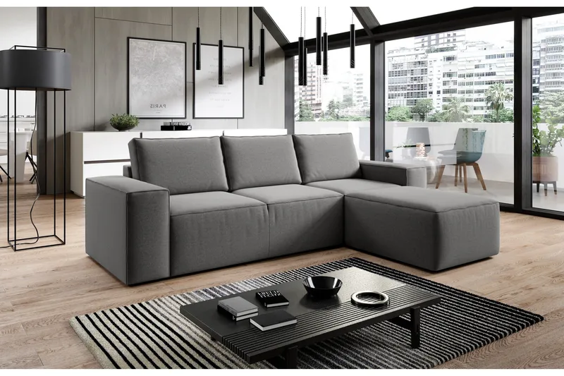 Kamli Bäddsoffa m. Divan med Förvaring - Grå - Möbler - Soffa - Bäddsoffa - Bäddsoffa divan