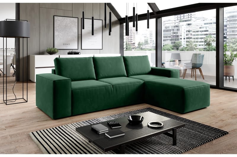 Kamli Bäddsoffa m. Divan med Förvaring - Grön - Möbler - Soffa - Bäddsoffa - Bäddsoffa divan