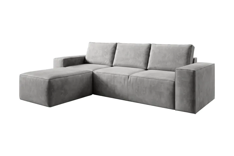 Kamli Bäddsoffa m. Divan med Förvaring, Ljusgrå