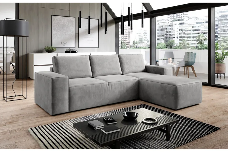 Kamli Bäddsoffa m. Divan med Förvaring - Ljusgrå - Möbler - Soffa - Bäddsoffa - Bäddsoffa divan