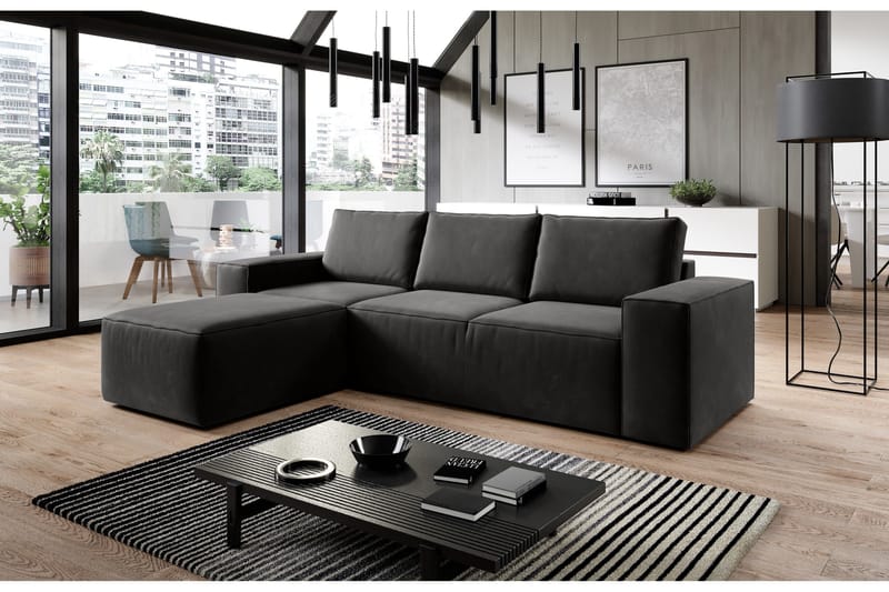 Kamli Bäddsoffa m. Divan med Förvaring - Mörkgrå - Möbler - Soffa - Bäddsoffa - Bäddsoffa divan