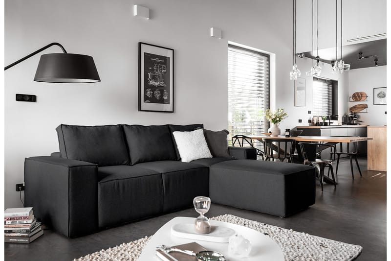 Kamli Bäddsoffa m. Divan med Förvaring, Mörkgrå