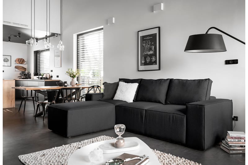 Kamli Bäddsoffa m. Divan med Förvaring, Mörkgrå