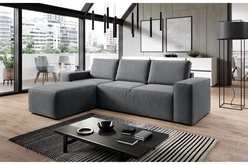 Kamli Bäddsoffa m. Divan med Förvaring - Mörkgrå - Möbler - Soffa - Bäddsoffa - Bäddsoffa divan