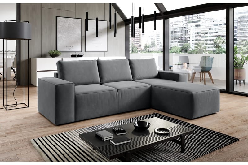 Kamli Bäddsoffa m. Divan med Förvaring - Mörkgrå - Möbler - Soffa - Bäddsoffa - Bäddsoffa divan