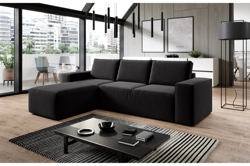 Kamli Bäddsoffa m. Divan med Förvaring - Svart - Möbler - Soffa - Bäddsoffa - Bäddsoffa divan