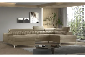 Kamran Bäddsoffa m. Divan och Schäslong med Förvaring - Beige - Möbler - Soffa - Bäddsoffa - Bäddsoffa divan