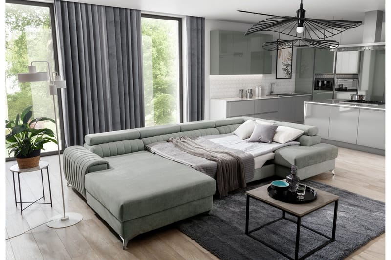 Kamran Bäddsoffa m. Divan och Schäslong med Förvaring - Beige - Möbler - Soffa - Bäddsoffa - Bäddsoffa divan