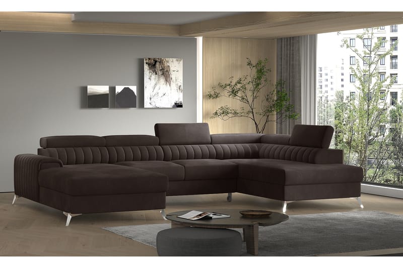 Kamran Bäddsoffa m. Divan och Schäslong med Förvaring - Brun - Möbler - Soffa - Bäddsoffa - Bäddsoffa divan