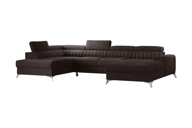 Kamran Bäddsoffa m. Divan och Schäslong med Förvaring, Brun