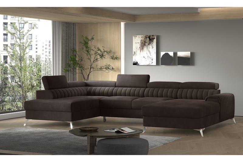 Kamran Bäddsoffa m. Divan och Schäslong med Förvaring - Brun - Möbler - Soffa - Bäddsoffa - Bäddsoffa divan