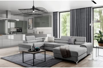 Kamran Bäddsoffa m. Divan och Schäslong med Förvaring - Grå - Möbler - Soffa - Bäddsoffa - Bäddsoffa divan