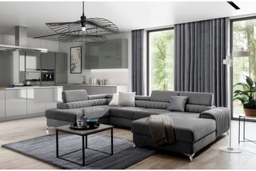 Kamran Bäddsoffa m. Divan och Schäslong med Förvaring - Grå - Möbler - Soffa - Bäddsoffa - Bäddsoffa divan