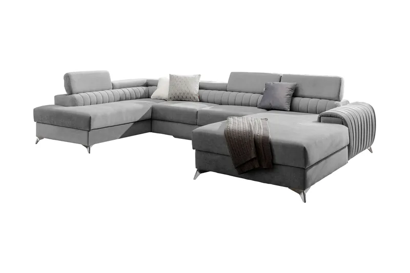 Kamran Bäddsoffa m. Divan och Schäslong med Förvaring - Grå - Möbler - Soffa - Bäddsoffa - Bäddsoffa divan