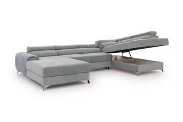 Kamran Bäddsoffa m. Divan och Schäslong med Förvaring - Grå - Möbler - Soffa - Bäddsoffa - Bäddsoffa divan