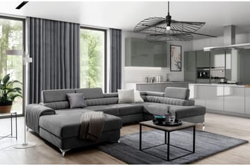 Kamran Bäddsoffa m. Divan och Schäslong med Förvaring - Grå - Möbler - Soffa - Bäddsoffa - Bäddsoffa divan