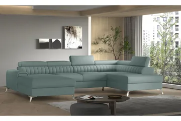 Kamran Bäddsoffa m. Divan och Schäslong med Förvaring - Ljusblå - Möbler - Soffa - Bäddsoffa - Bäddsoffa divan