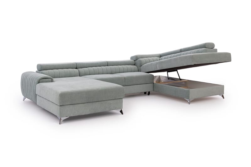 Kamran Bäddsoffa m. Divan och Schäslong med Förvaring - Ljusgrön - Möbler - Soffa - Bäddsoffa - Bäddsoffa divan