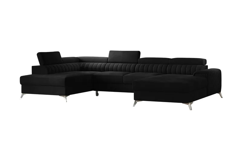 Kamran Bäddsoffa m. Divan och Schäslong med Förvaring - Svart - Möbler - Soffa - Bäddsoffa - Bäddsoffa divan