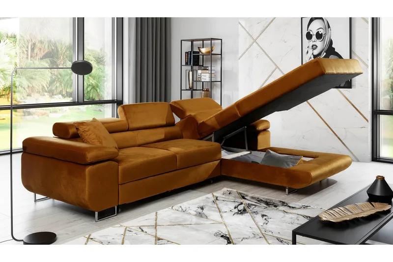 Klinka Bäddsoffa med Divan Höger - Gul - Möbler - Soffa - Bäddsoffa - Bäddsoffa divan