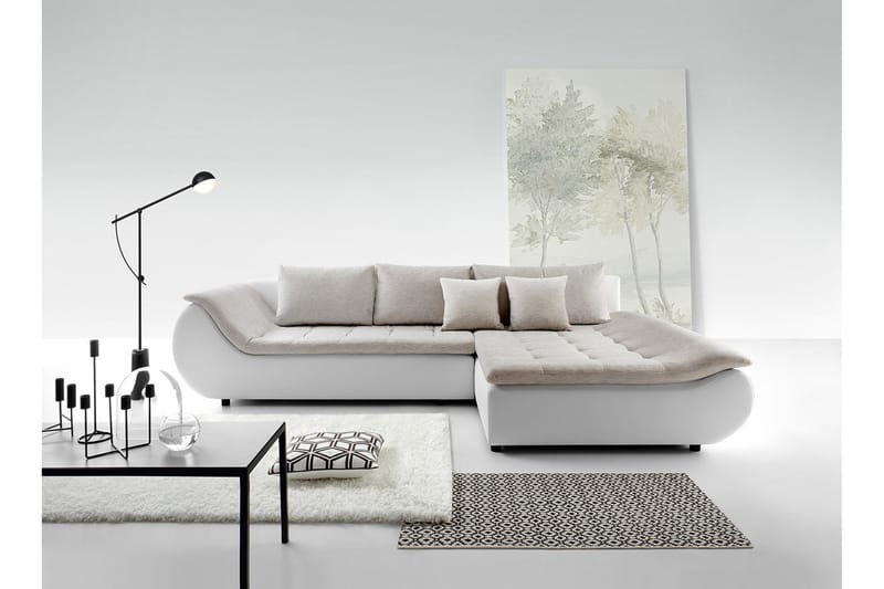 L-Bäddsoffa Jaso Vänster - Vit/Beige - Möbler - Soffa - Bäddsoffa - Bäddsoffa divan
