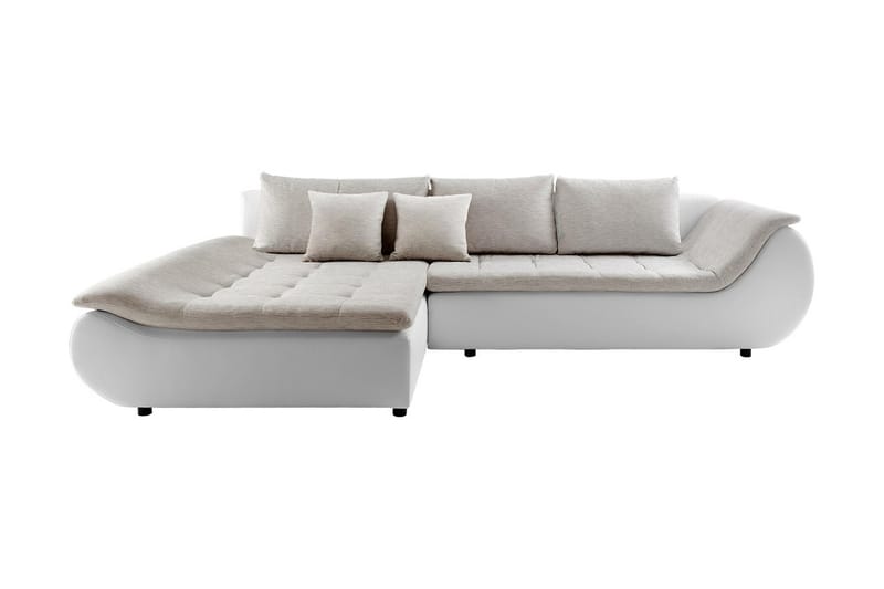 L-Bäddsoffa Jaso Vänster - Vit/Beige - Skinnsoffa - Bäddsoffa divan