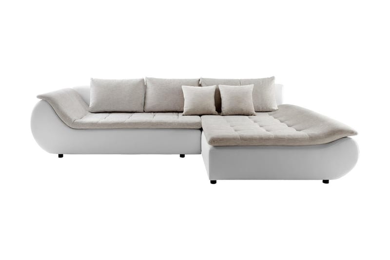 L-Bäddsoffa Jaso Vänster - Vit/Beige - Skinnsoffa - Bäddsoffa divan