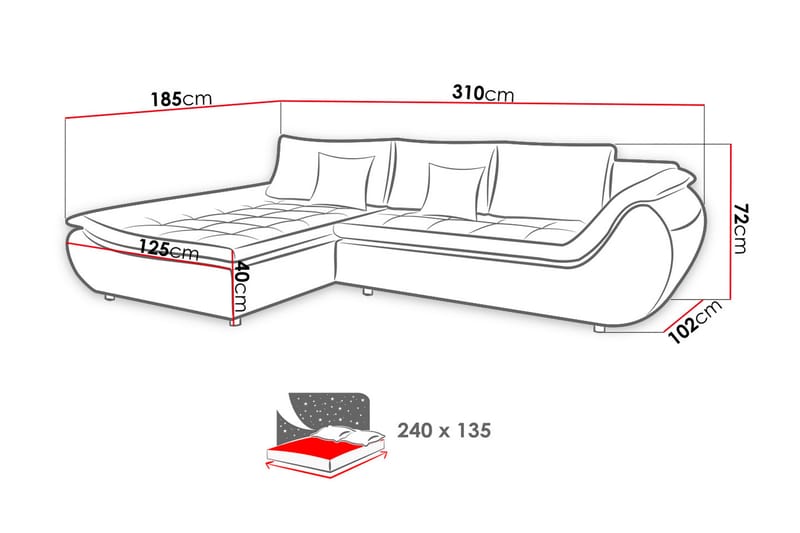 L-Bäddsoffa Jaso Vänster - Vit/Beige - Möbler - Soffa - Bäddsoffa - Bäddsoffa divan