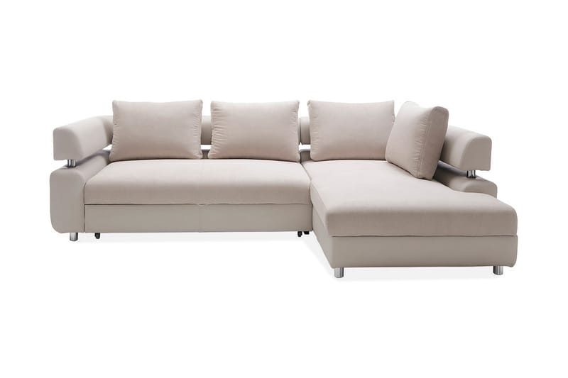 L-Bäddsoffa Panama Höger - Beige - Sammetssoffa - Skinnsoffa - Bäddsoffa divan