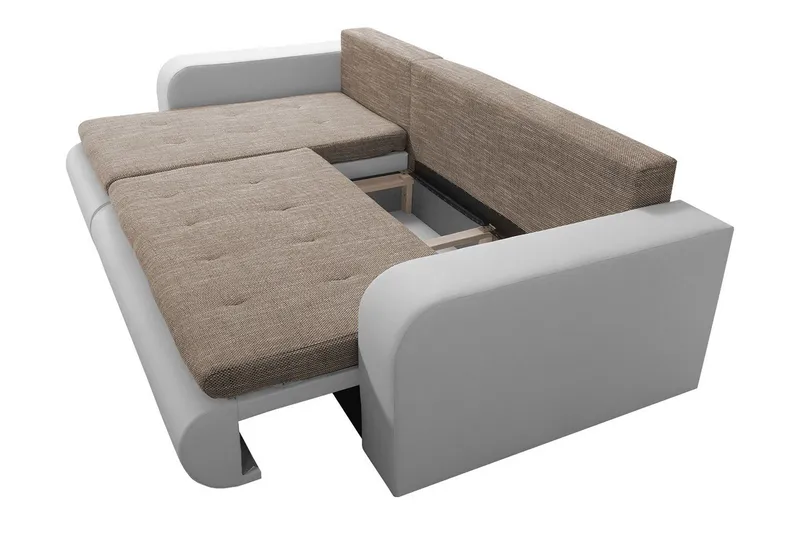 Lecanto 3-sits Bäddsoffa med Divan - Konstläder/Grå/Vit - Möbler - Soffa - Bäddsoffa - Bäddsoffa divan