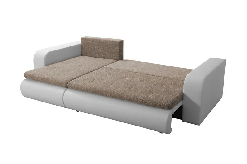 Lecanto 3-sits Bäddsoffa med Divan - Konstläder/Grå/Vit - Möbler - Soffa - Bäddsoffa - Bäddsoffa divan