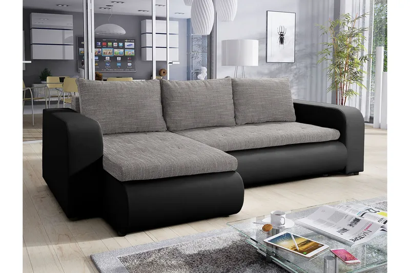 Lecanto Hörnbäddsoffa - Grå - Möbler - Soffa - Bäddsoffa - Bäddsoffa divan