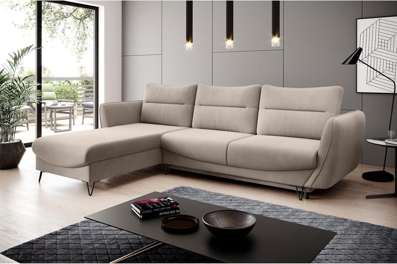 Lence Bäddsoffa m. Divan Förvaring - Beige - Möbler - Soffa - Bäddsoffa - Bäddsoffa divan