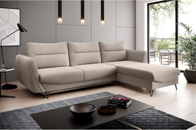 Lence Bäddsoffa m. Divan Förvaring - Beige - Möbler - Soffa - Bäddsoffa - Bäddsoffa divan