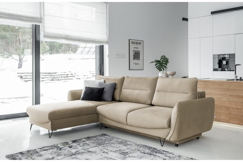 Lence Bäddsoffa m. Divan Förvaring - Beige - Möbler - Soffa - Bäddsoffa - Bäddsoffa divan