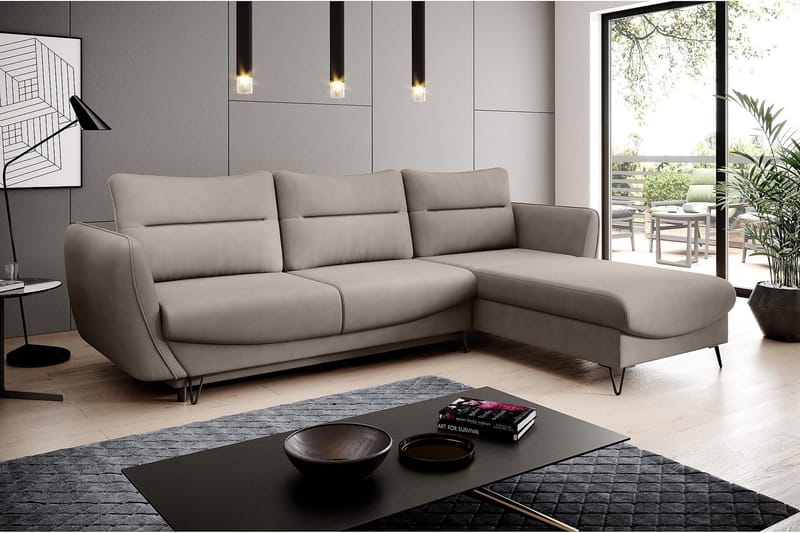 Lence Bäddsoffa m. Divan Förvaring - Beige - Möbler - Soffa - Bäddsoffa - Bäddsoffa divan