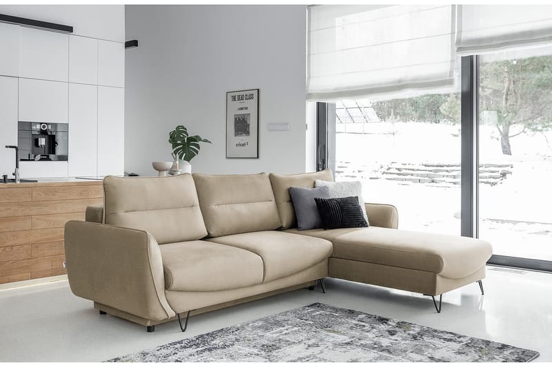 Lence Bäddsoffa m. Divan Förvaring - Beige - Möbler - Soffa - Bäddsoffa - Bäddsoffa divan